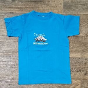 Blue Kids T-Shirt with Tanzania Kilimanjaro Design
